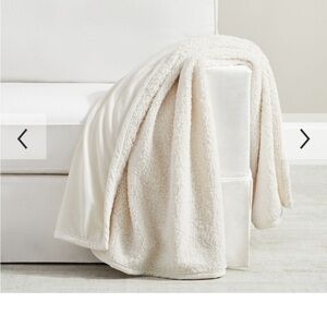 Pottery Barn Cream Cozy Teddy Faux Fur Throw Blanket